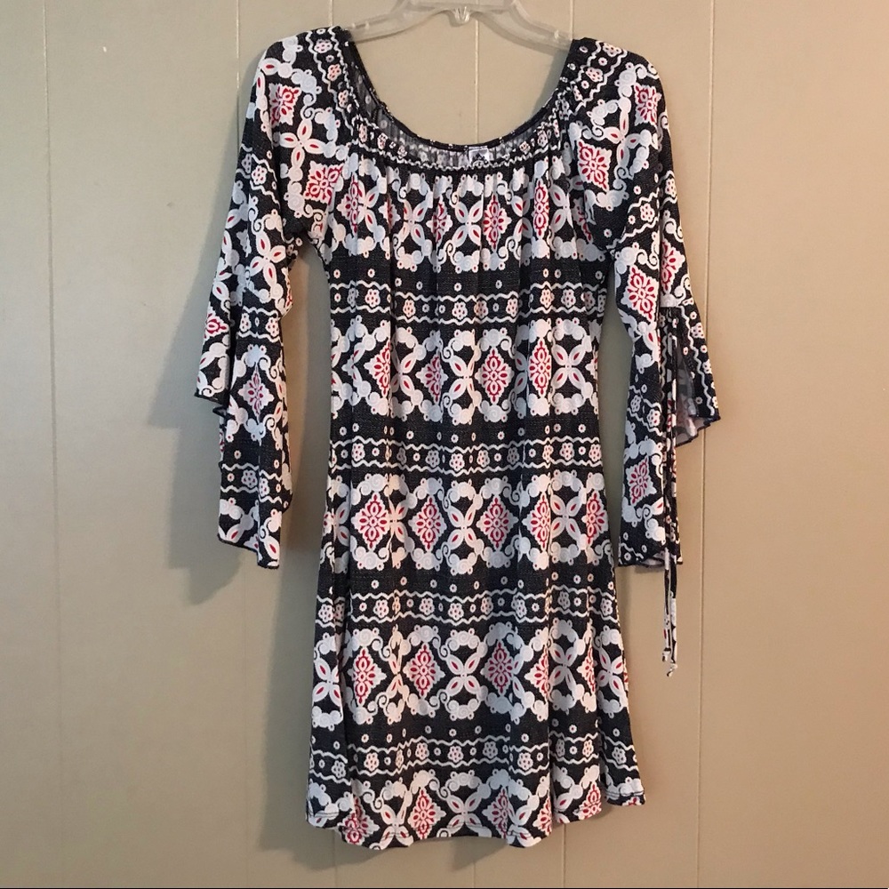 Red, white & black tunic/mini dress